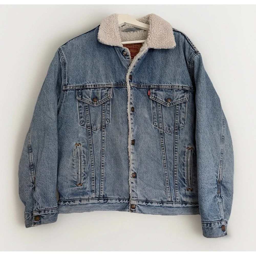 Vintage 90s Levi's 70609 Sherpa Lined Type‎ 3 Trucker Jacket Men's L Made in USA